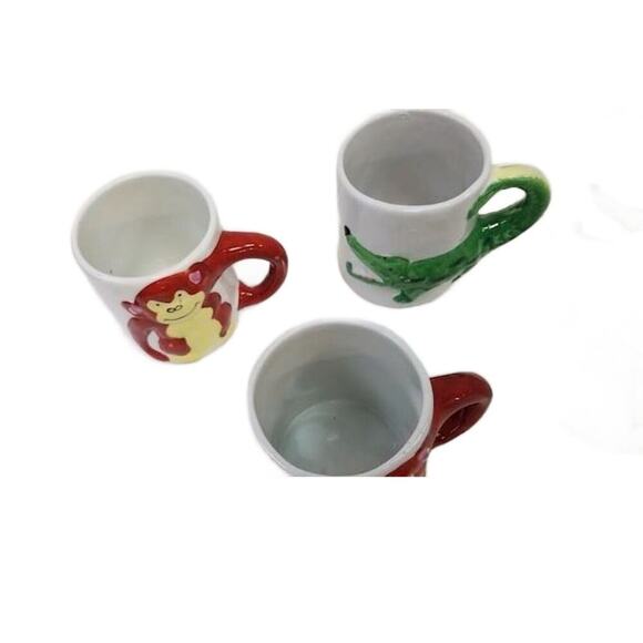 Vintage Pottery Zoo Animal Mugs, Set of 7, Monkey Mugs, Elephant Mug - Picture 7 of 10